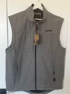 StS Ranchwear Western Vest Mens L Fleece Weston Zip Heather Gray State Qualifier